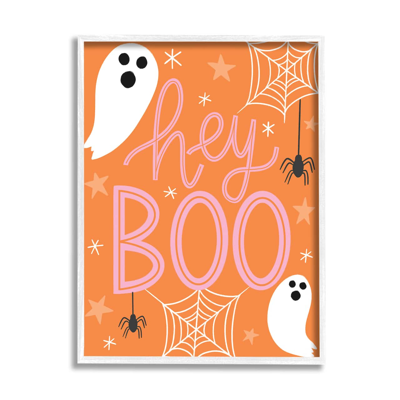 Stupell Industries Hey Boo Orange Halloween Ghosts Framed Giclee Art